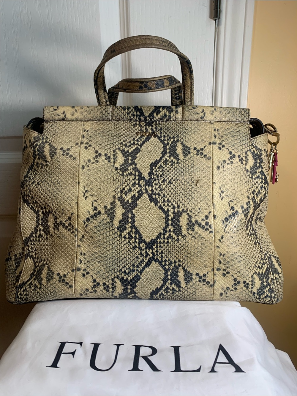 Furla Python embossed Leather Tote/satchel